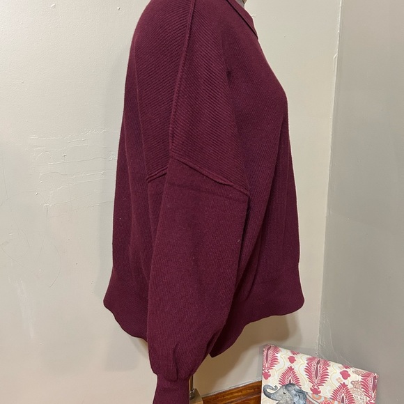 Lillusory  Wine Colored oversized slouchy Balloon Sleeve sweater Sz L - Picture 3 of 10